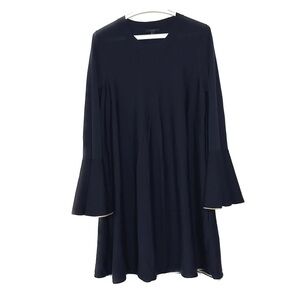 COS Black Wool Sweater Dress A-Line Contrast Fluted Bell Sleeve Edge Size Medium